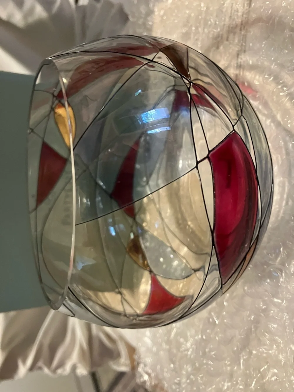 New. Partylite. Mosaic glass red n gold design.  4”-4” candle holder